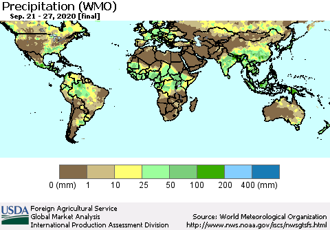 World Precipitation (WMO) Thematic Map For 9/21/2020 - 9/27/2020