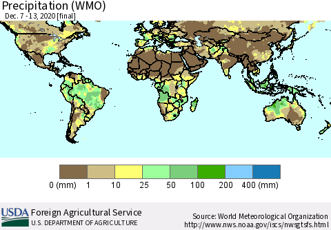 World Precipitation (WMO) Thematic Map For 12/7/2020 - 12/13/2020