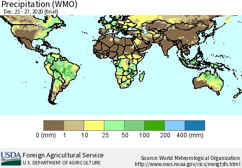 World Precipitation (WMO) Thematic Map For 12/21/2020 - 12/27/2020
