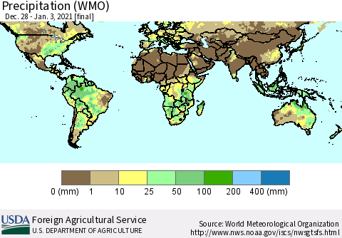 World Precipitation (WMO) Thematic Map For 12/28/2020 - 1/3/2021