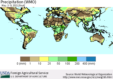 World Precipitation (WMO) Thematic Map For 5/3/2021 - 5/9/2021