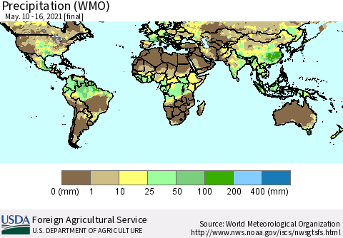 World Precipitation (WMO) Thematic Map For 5/10/2021 - 5/16/2021