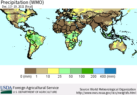World Precipitation (WMO) Thematic Map For 12/13/2021 - 12/19/2021