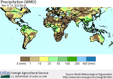 World Precipitation (WMO) Thematic Map For 5/9/2022 - 5/15/2022