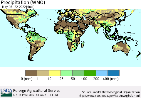 World Precipitation (WMO) Thematic Map For 5/16/2022 - 5/22/2022