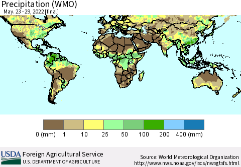 World Precipitation (WMO) Thematic Map For 5/23/2022 - 5/29/2022