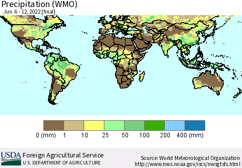 World Precipitation (WMO) Thematic Map For 6/6/2022 - 6/12/2022