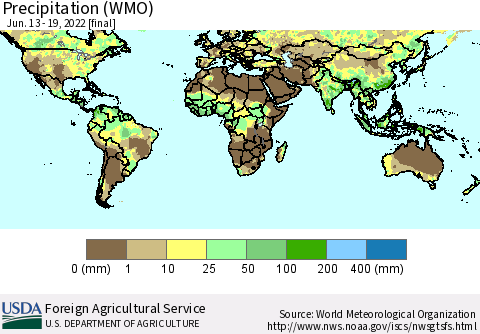 World Precipitation (WMO) Thematic Map For 6/13/2022 - 6/19/2022