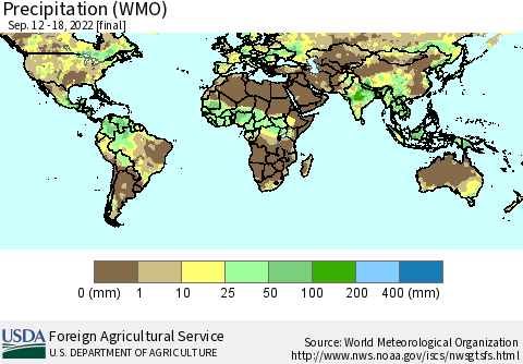World Precipitation (WMO) Thematic Map For 9/12/2022 - 9/18/2022