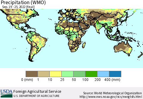 World Precipitation (WMO) Thematic Map For 9/19/2022 - 9/25/2022