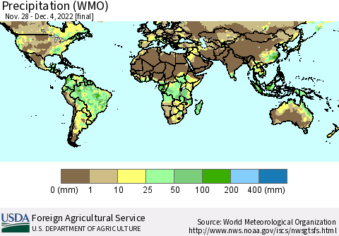 World Precipitation (WMO) Thematic Map For 11/28/2022 - 12/4/2022