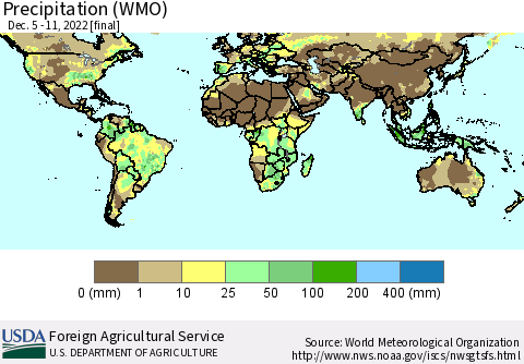 World Precipitation (WMO) Thematic Map For 12/5/2022 - 12/11/2022