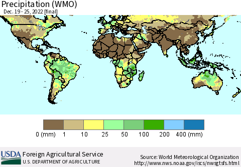 World Precipitation (WMO) Thematic Map For 12/19/2022 - 12/25/2022