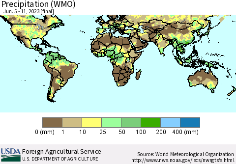 World Precipitation (WMO) Thematic Map For 6/5/2023 - 6/11/2023