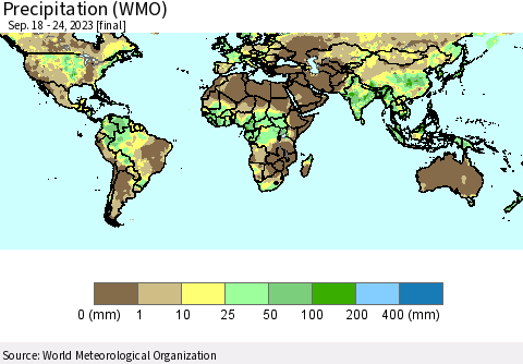 World Precipitation (WMO) Thematic Map For 9/18/2023 - 9/24/2023