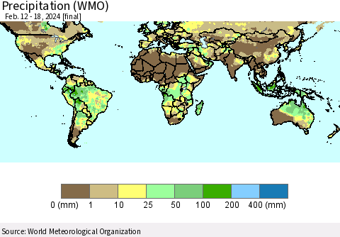 World Precipitation (WMO) Thematic Map For 2/12/2024 - 2/18/2024
