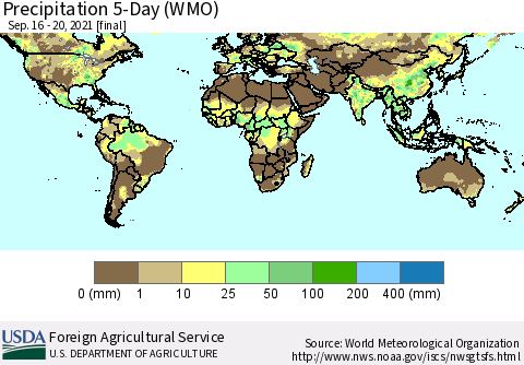 World Precipitation 5-Day (WMO) Thematic Map For 9/16/2021 - 9/20/2021
