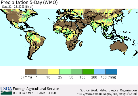World Precipitation 5-Day (WMO) Thematic Map For 9/21/2021 - 9/25/2021