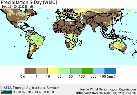 World Precipitation 5-Day (WMO) Thematic Map For 12/16/2022 - 12/20/2022