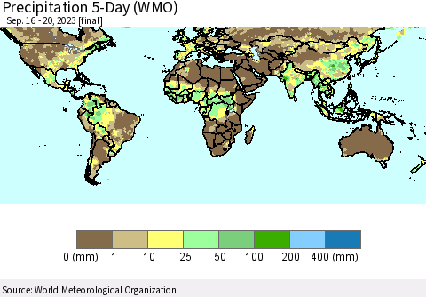 World Precipitation 5-Day (WMO) Thematic Map For 9/16/2023 - 9/20/2023