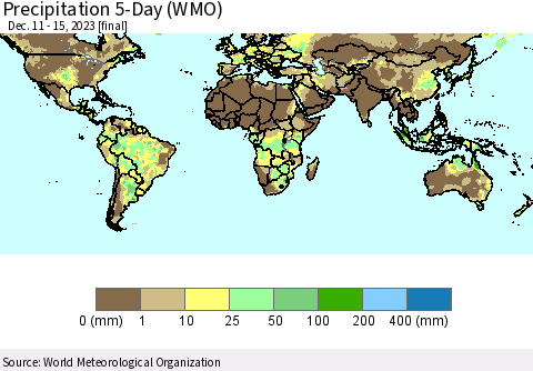World Precipitation 5-Day (WMO) Thematic Map For 12/11/2023 - 12/15/2023