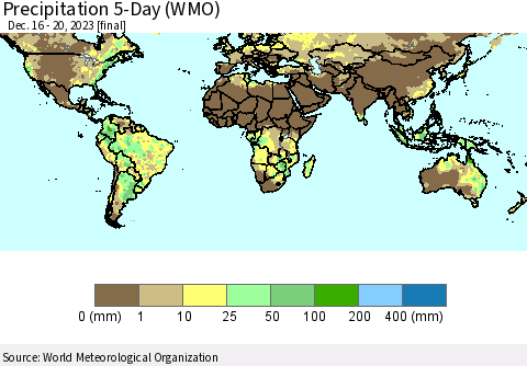 World Precipitation 5-Day (WMO) Thematic Map For 12/16/2023 - 12/20/2023