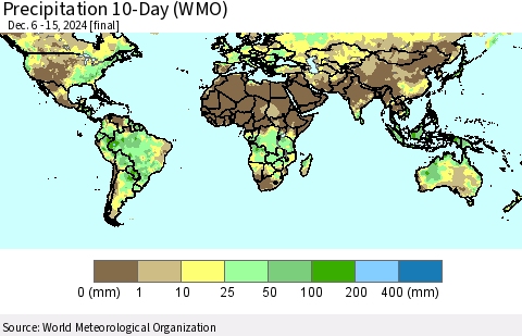 World Precipitation 10-Day (WMO) Thematic Map For 12/6/2024 - 12/15/2024