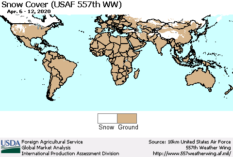 World Snow Cover (USAF 557th WW) Thematic Map For 4/6/2020 - 4/12/2020