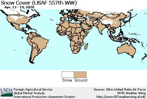 World Snow Cover (USAF 557th WW) Thematic Map For 4/13/2020 - 4/19/2020