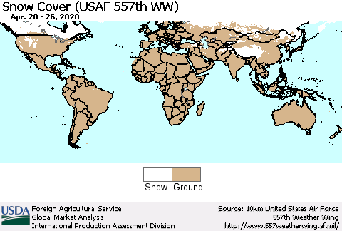 World Snow Cover (USAF 557th WW) Thematic Map For 4/20/2020 - 4/26/2020