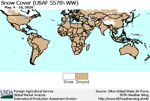 World Snow Cover (USAF 557th WW) Thematic Map For 5/4/2020 - 5/10/2020