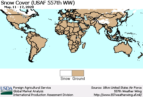 World Snow Cover (USAF 557th WW) Thematic Map For 5/11/2020 - 5/17/2020