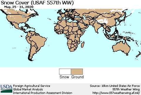 World Snow Cover (USAF 557th WW) Thematic Map For 5/25/2020 - 5/31/2020