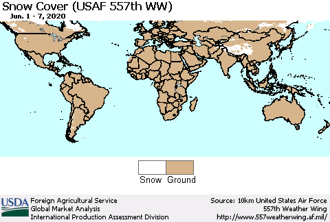 World Snow Cover (USAF 557th WW) Thematic Map For 6/1/2020 - 6/7/2020