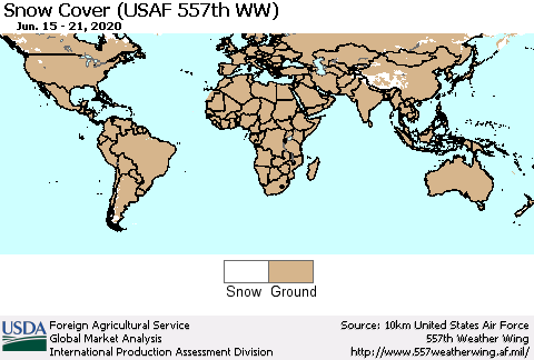 World Snow Cover (USAF 557th WW) Thematic Map For 6/15/2020 - 6/21/2020