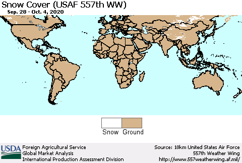 World Snow Cover (USAF 557th WW) Thematic Map For 9/28/2020 - 10/4/2020
