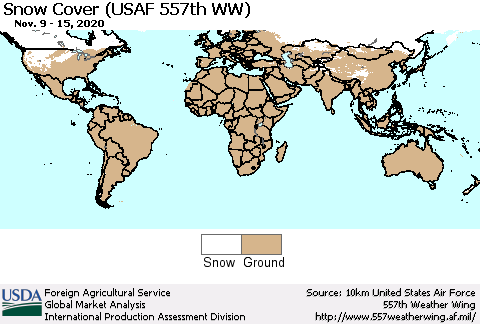 World Snow Cover (USAF 557th WW) Thematic Map For 11/9/2020 - 11/15/2020