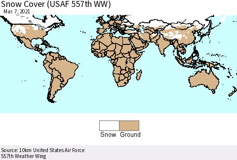 World Snow Cover (USAF 557th WW) Thematic Map For 3/1/2021 - 3/7/2021