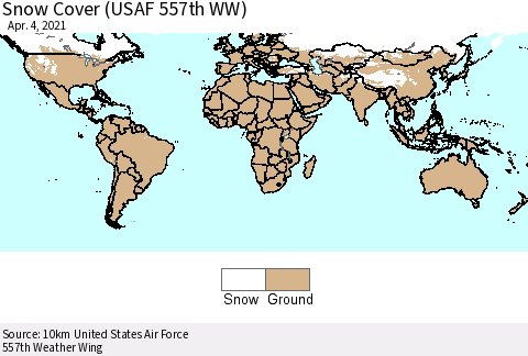 World Snow Cover (USAF 557th WW) Thematic Map For 3/29/2021 - 4/4/2021