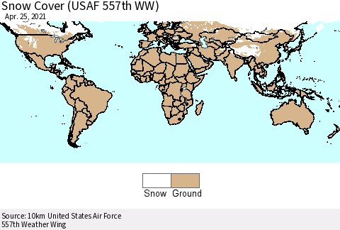 World Snow Cover (USAF 557th WW) Thematic Map For 4/19/2021 - 4/25/2021