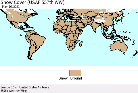 World Snow Cover (USAF 557th WW) Thematic Map For 5/10/2021 - 5/16/2021
