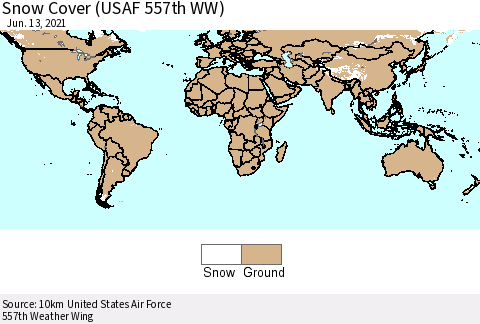 World Snow Cover (USAF 557th WW) Thematic Map For 6/7/2021 - 6/13/2021