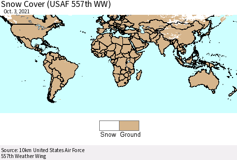 World Snow Cover (USAF 557th WW) Thematic Map For 9/27/2021 - 10/3/2021