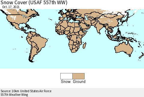 World Snow Cover (USAF 557th WW) Thematic Map For 10/11/2021 - 10/17/2021