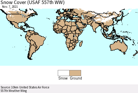 World Snow Cover (USAF 557th WW) Thematic Map For 11/1/2021 - 11/7/2021