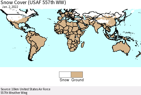 World Snow Cover (USAF 557th WW) Thematic Map For 12/27/2021 - 1/2/2022