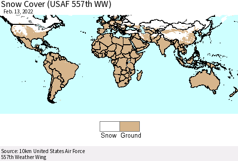 World Snow Cover (USAF 557th WW) Thematic Map For 2/7/2022 - 2/13/2022