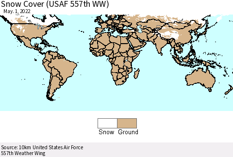 World Snow Cover (USAF 557th WW) Thematic Map For 4/25/2022 - 5/1/2022