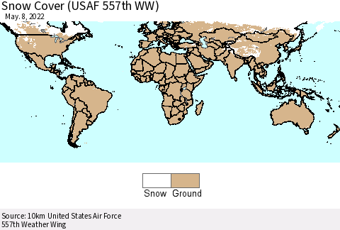 World Snow Cover (USAF 557th WW) Thematic Map For 5/2/2022 - 5/8/2022