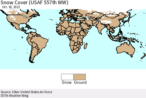 World Snow Cover (USAF 557th WW) Thematic Map For 10/24/2022 - 10/30/2022